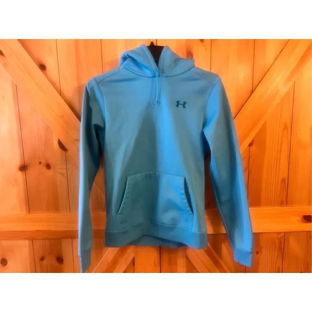Under Armor Hoodie unisex Small Blue Hooded Sweatshirt Sweater Pullover (2255)